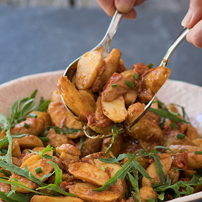 Potato Salad with Roasted Red Pepper Pesto