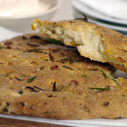 Polenta Flatbread with Fresh Mealies and Rosemary