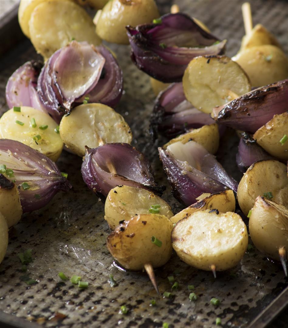 Potato and Onion Skewers