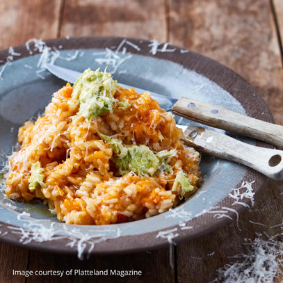 Pumpkin Risotto with Avocado Topping