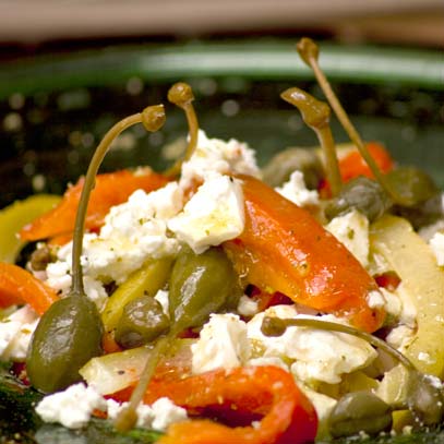 Red Pepper Starter with Feta and Capers