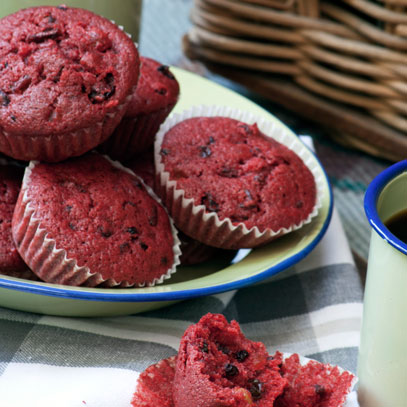 Red Velvet Fruit Cupcakes