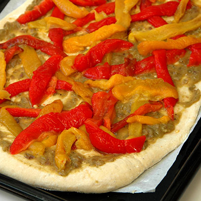 Red and Yellow Pepper Pizza