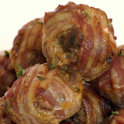 Sage and Onion Forcemeat Balls with Bacon and Sundried Tomatoes