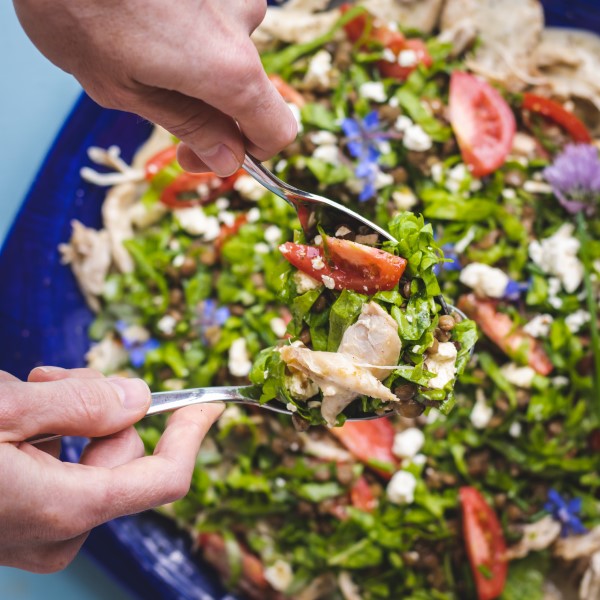 Chicken, Lentil and Spinach Salad
