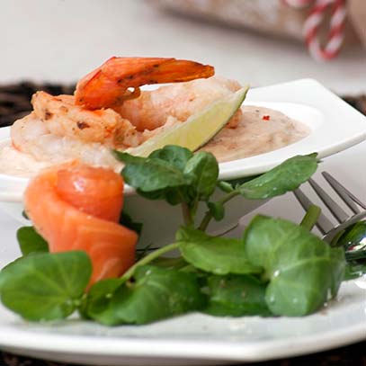 Salmon and Prawn Salad Starter