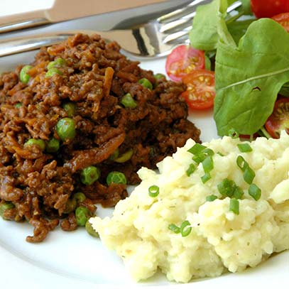 Savoury Mince on Cauli and One Potato Mash