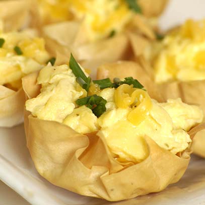 Scrambled Eggs in Phyllo Baskets