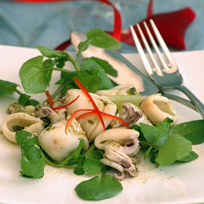 Thai Calamari Salad with Watercress