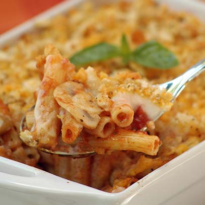 Tomato and Mushroom Pasta Bake