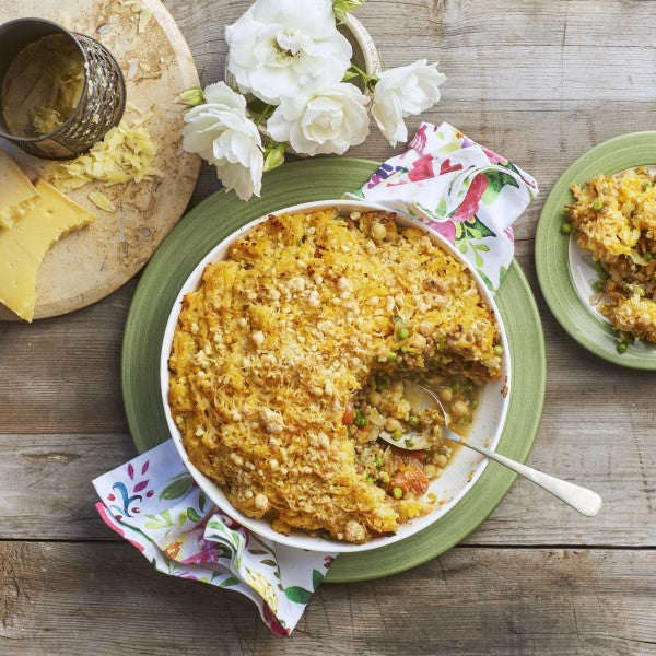 Vegetable Pie topped with Butternut and Cauli Mash