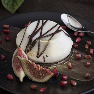 White Chocolate Panna Cotta with Figs and Pomegranate Jewels