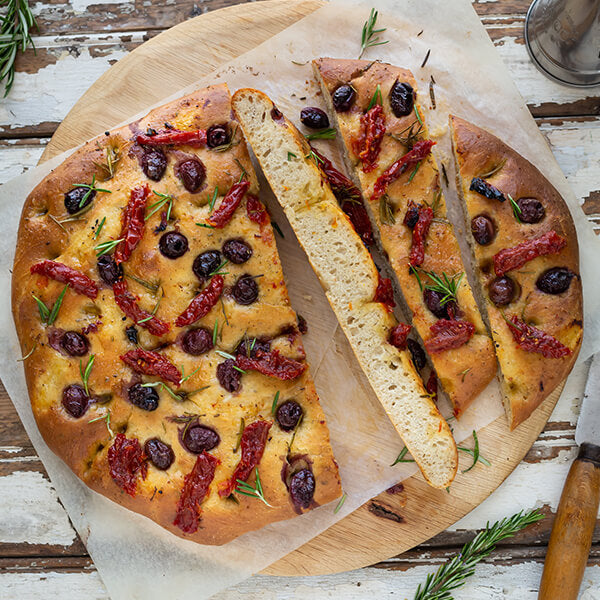 Focaccia with Sun-dried Tomatoes and Olives