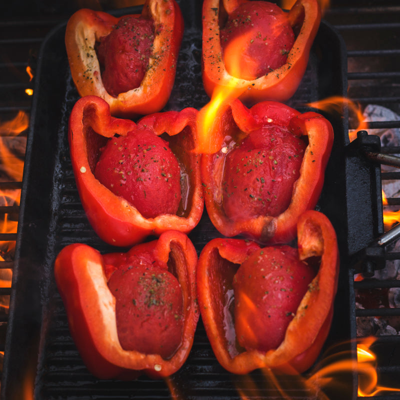 Peppers with Red Pepper Pesto and Tomato