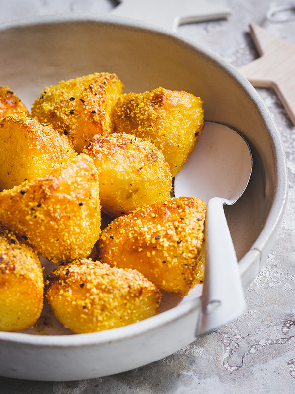 Roast Potatoes Polenta Crusted