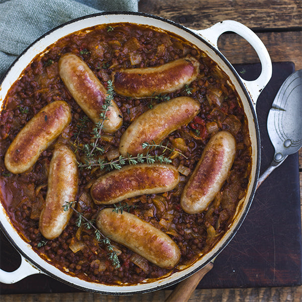 Sausages with Lentils