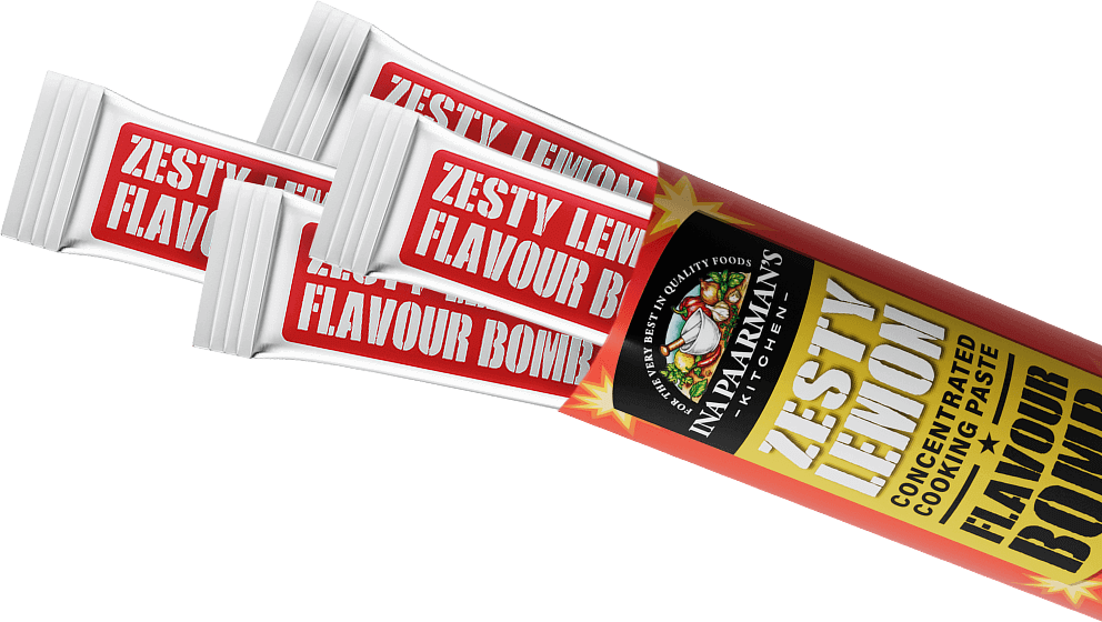 Ina Paarman's Flavour Bomb open box showing sachets.